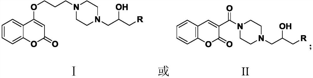 Coumarin compound containing isopropanolamine structure as well as preparation method and application of coumarin compound