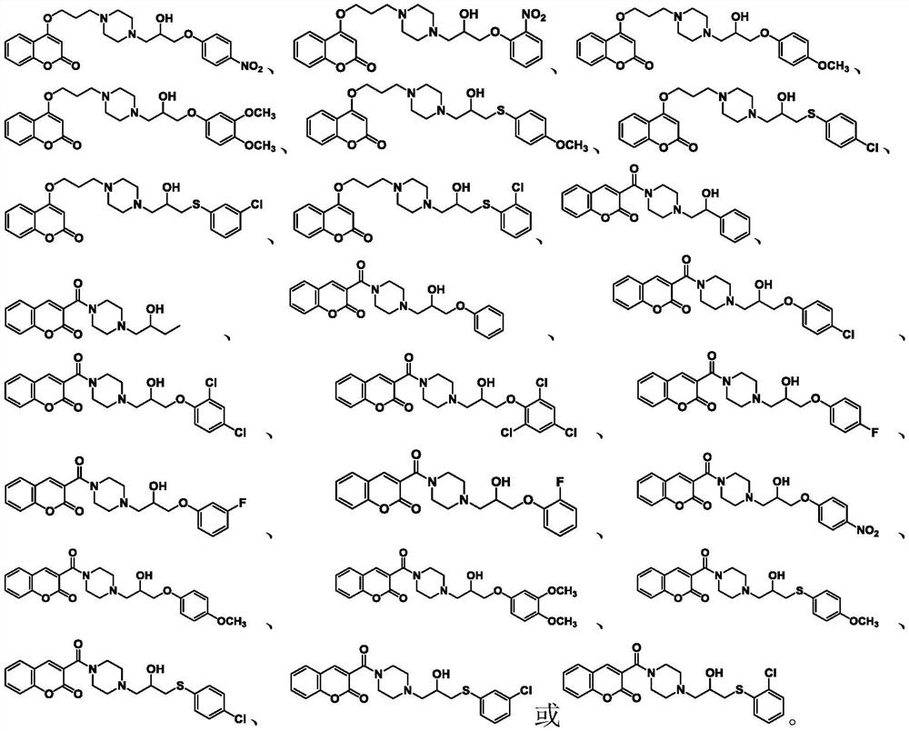 Coumarin compound containing isopropanolamine structure as well as preparation method and application of coumarin compound