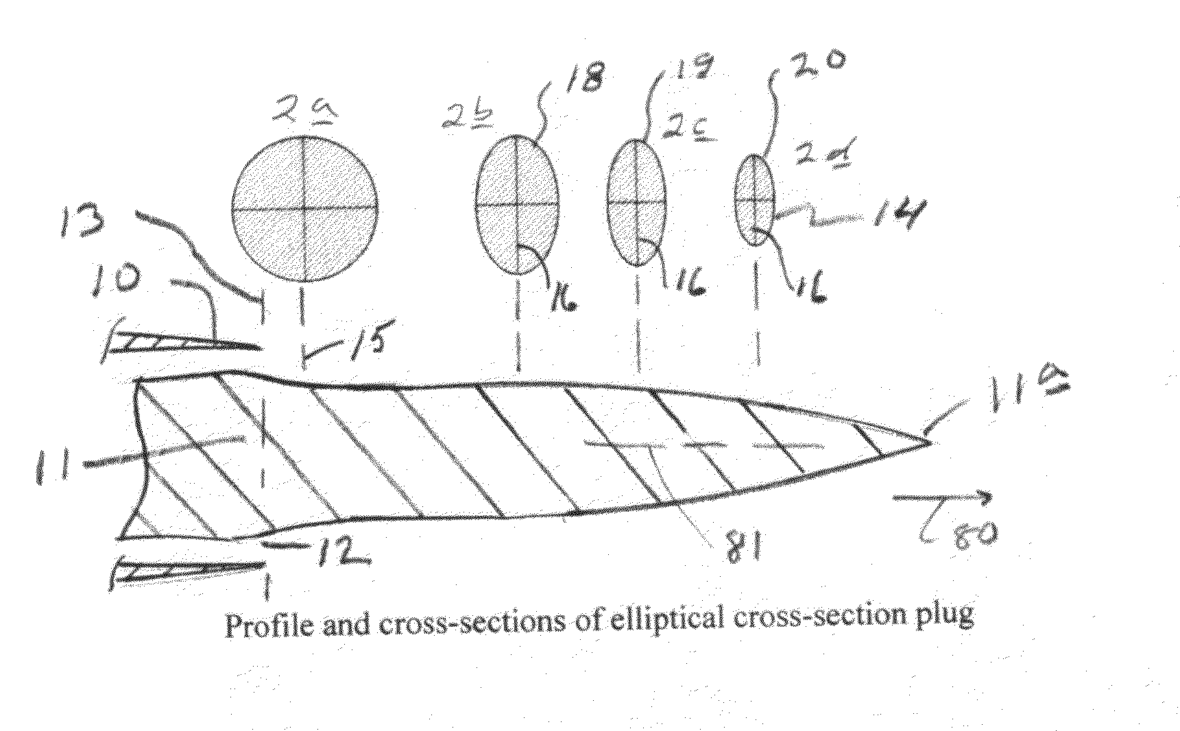 Jet nozzle plug with varying, non-circular cross sections