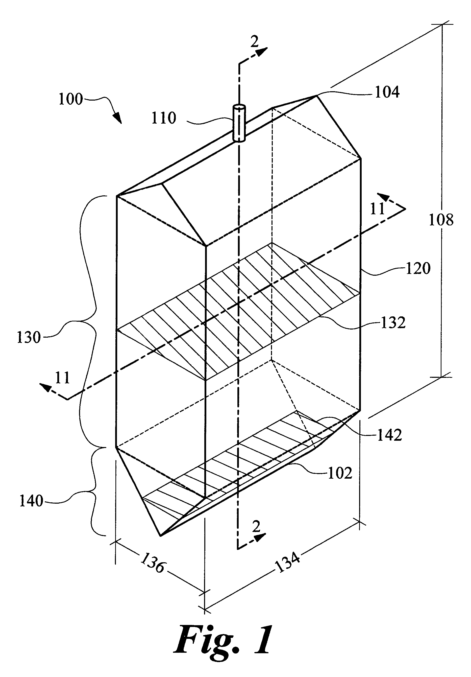 Variable cross-section containment structure liquid measurement device