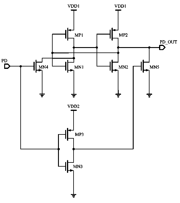 Low-power-consumption self-cutting-off circuit and level switching circuit thereof