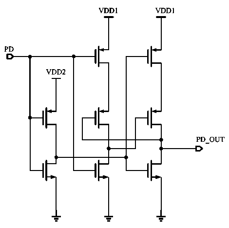 Low-power-consumption self-cutting-off circuit and level switching circuit thereof