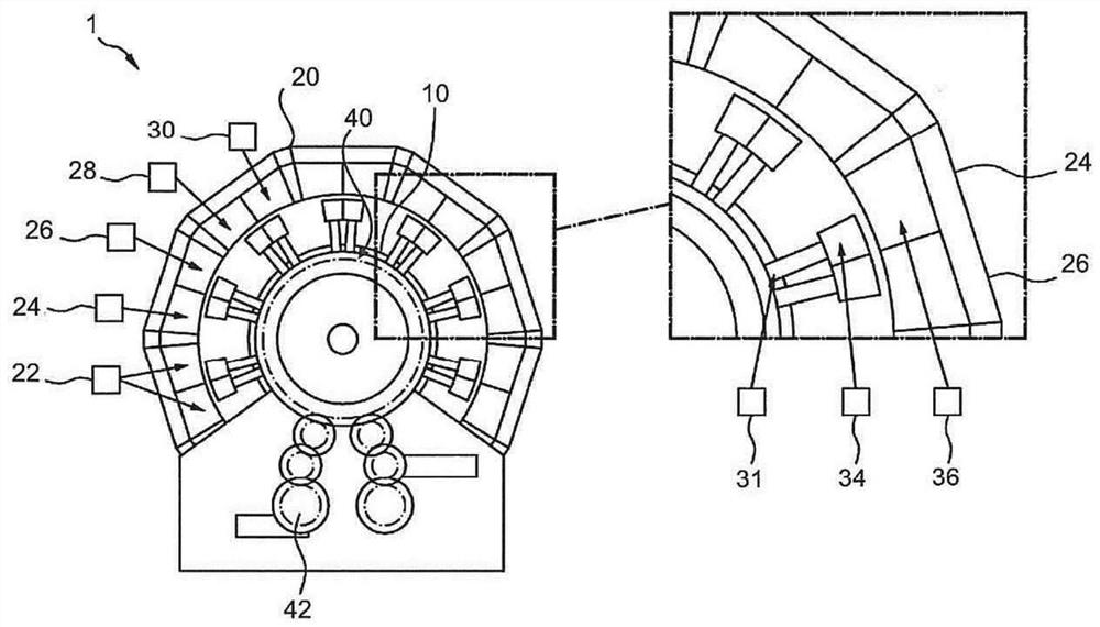 Device and method for monitoring printed containers