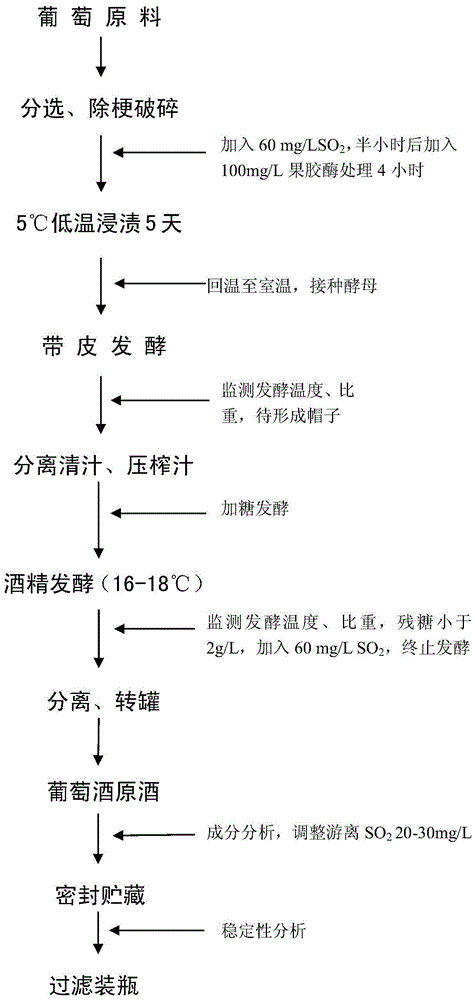 Production method for muscat type le vin blanc