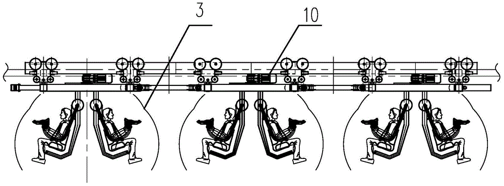 Interactive dark ride equipment of suspended roller coaster