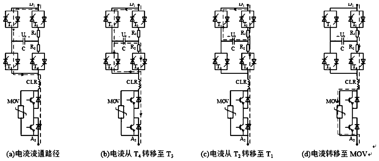 Combined current-limiting type direct-current circuit breaker for direct-current power grid
