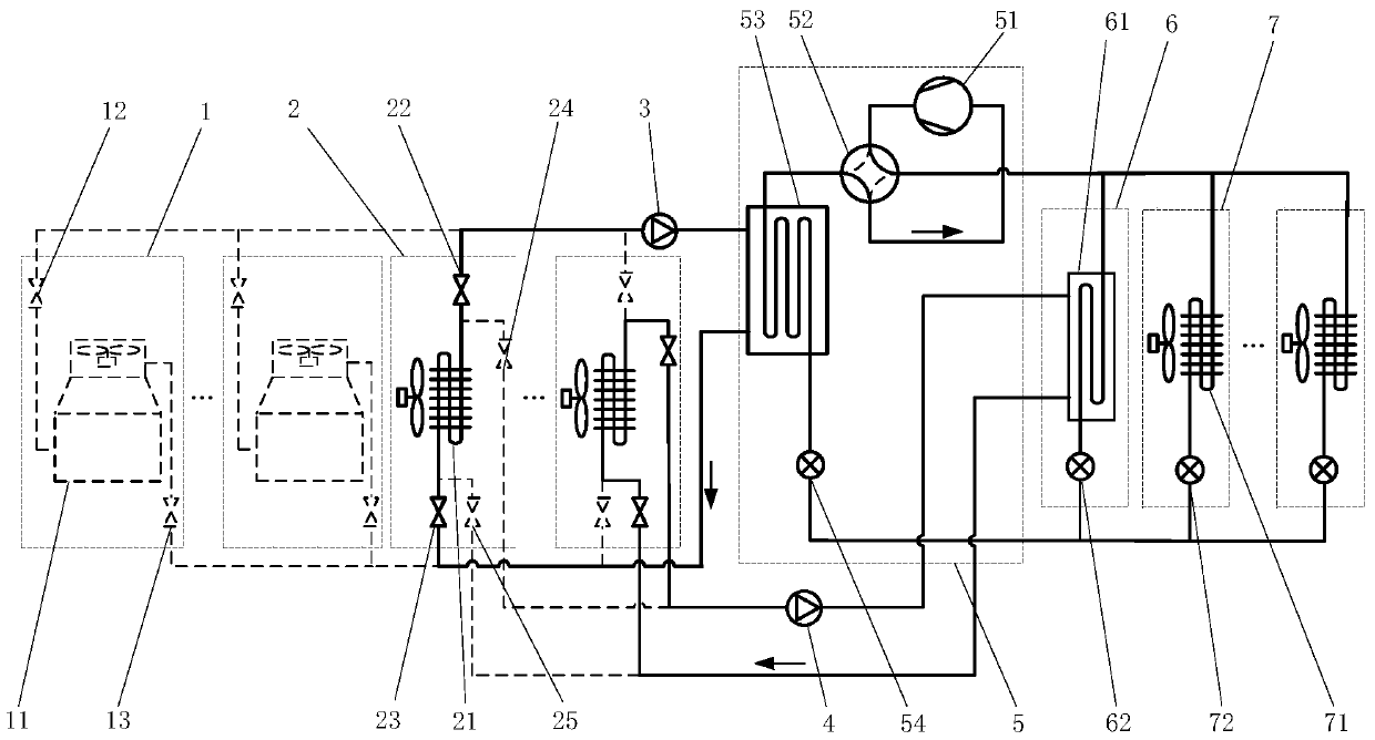 An air source multi -connected air -conditioning heat pump system and its running method