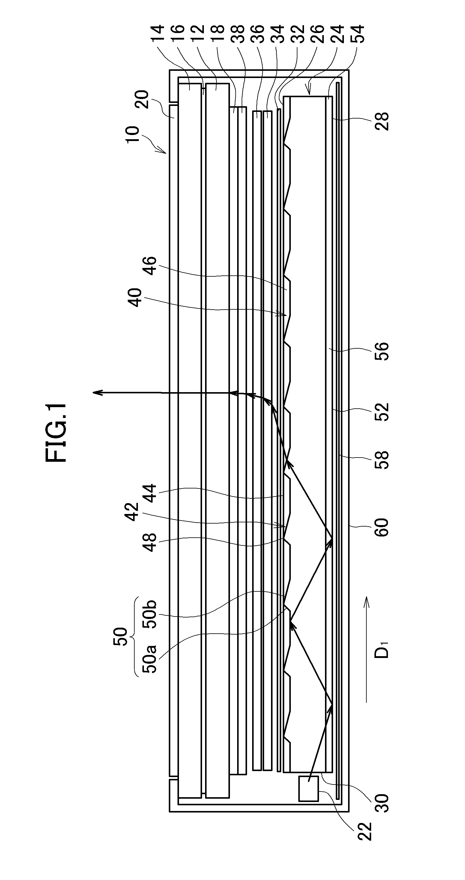 Display device with light guide plate having irregularities on front light exit surface