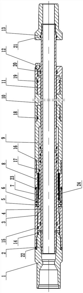 Self-locking type oil and gas well open hole section packing well completion device