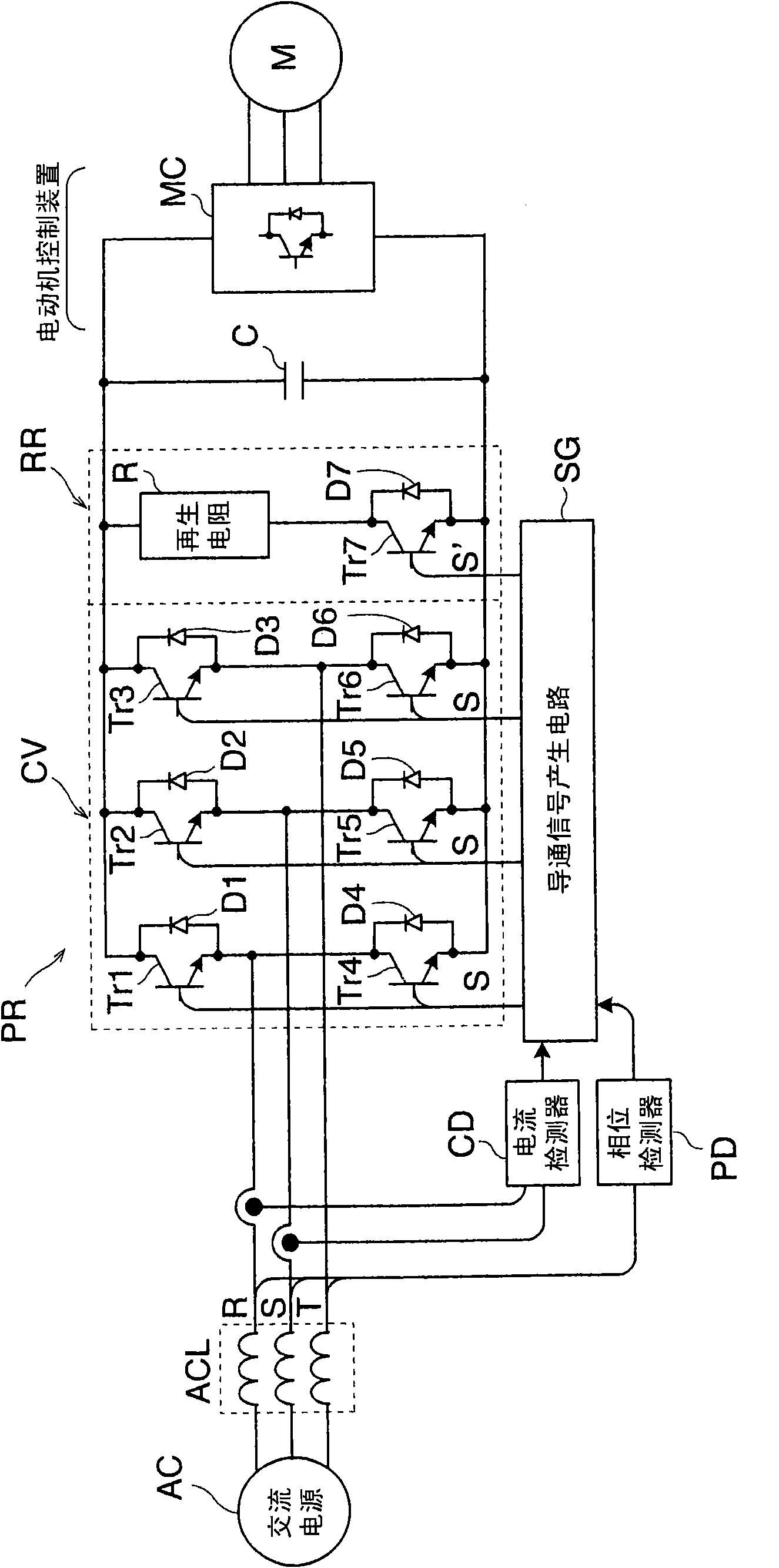 Power supply device for driving electric motor