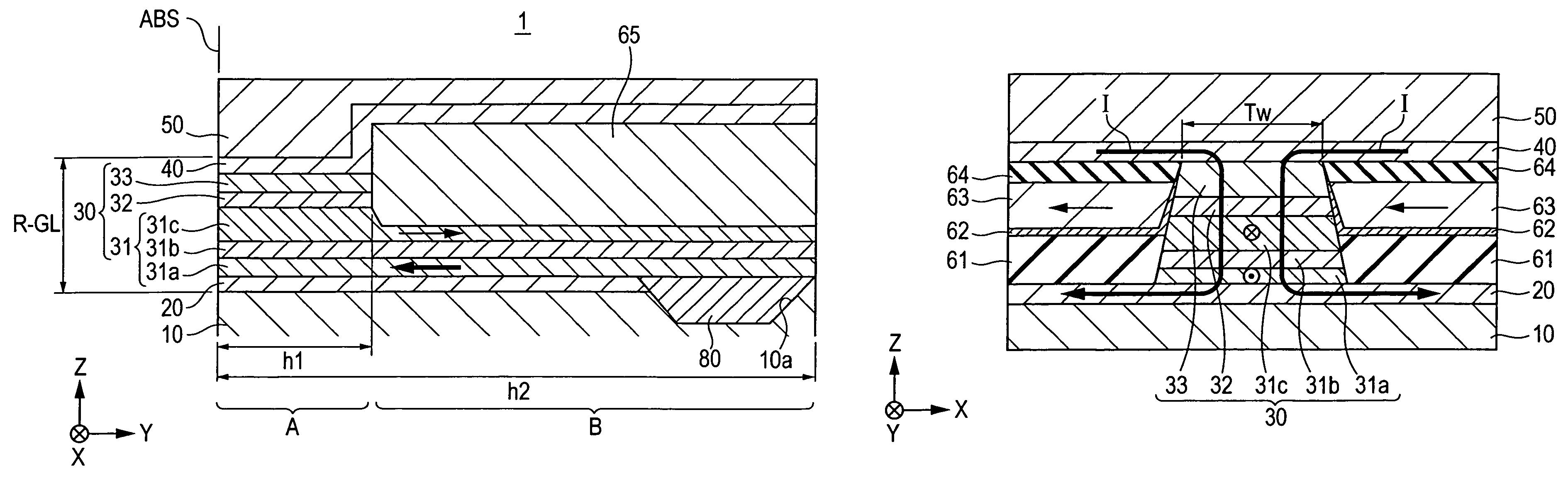 CPP giant magnetoresistive head including pinned magnetic layer that extends in the height direction