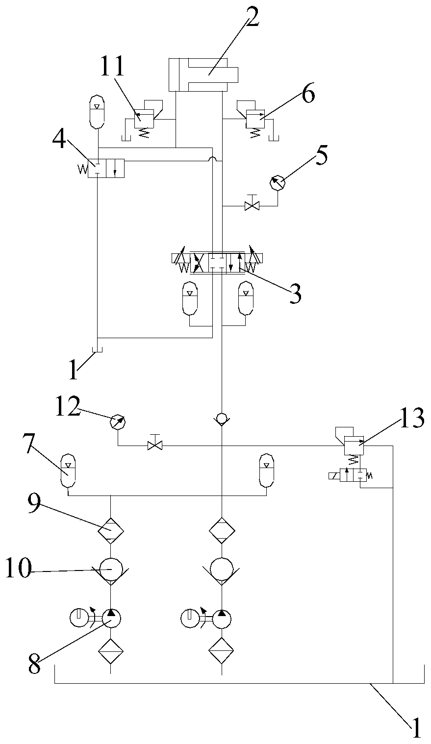 Hydraulic system with instantaneous unloading