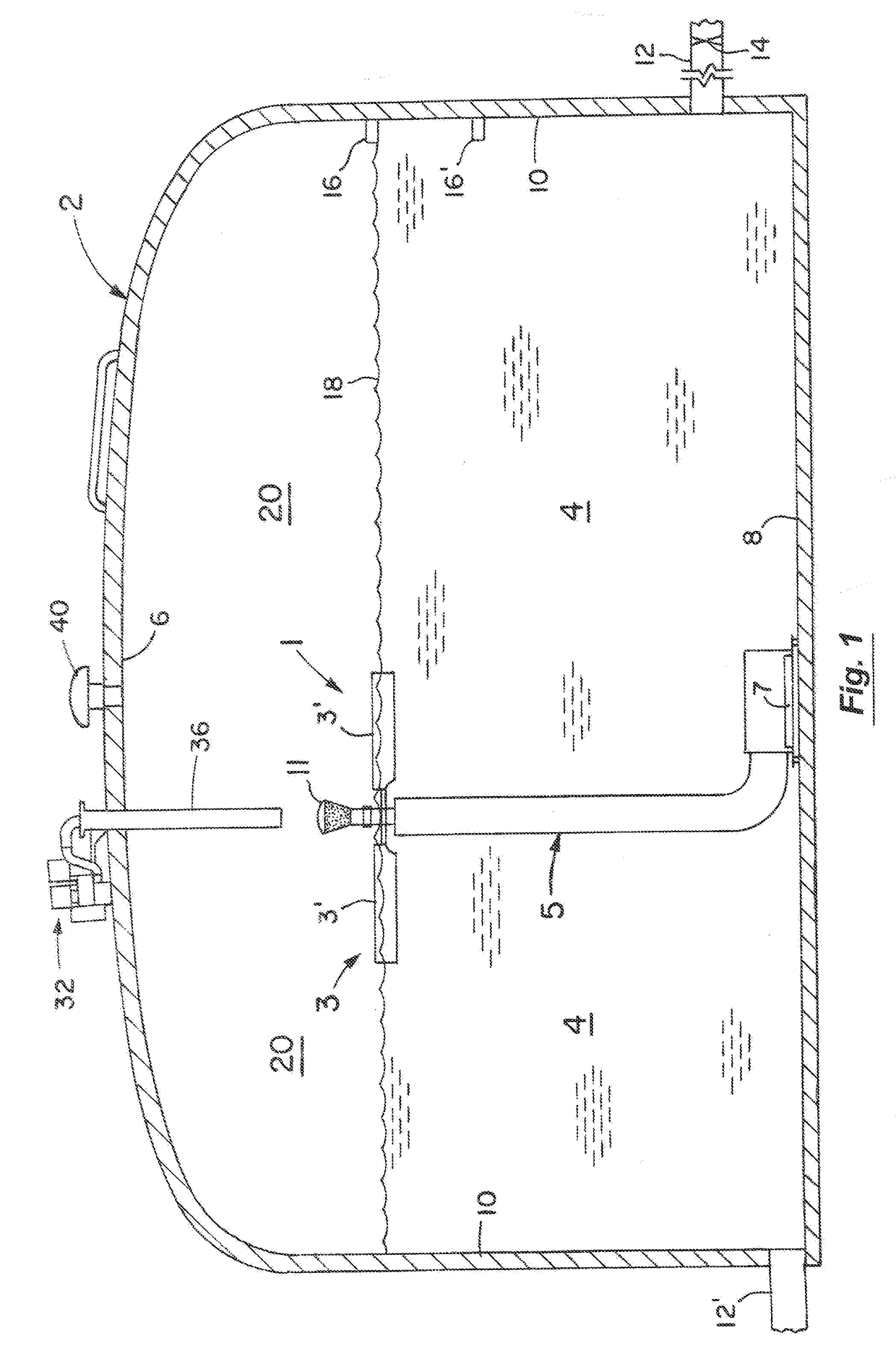 Method and apparatus for treating potable water in municipal and similar water tanks