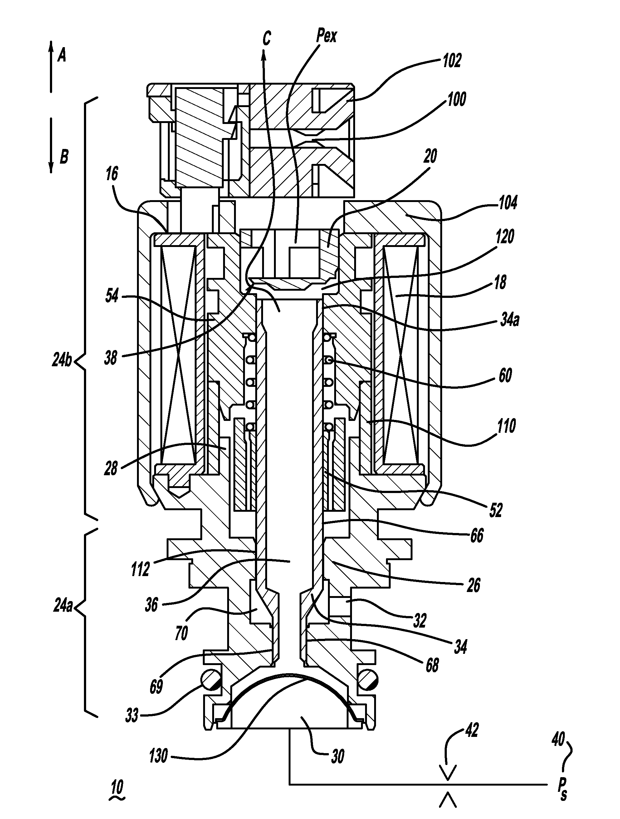 Open end variable bleed solenoid (VBS) valve with inherent viscous dampening