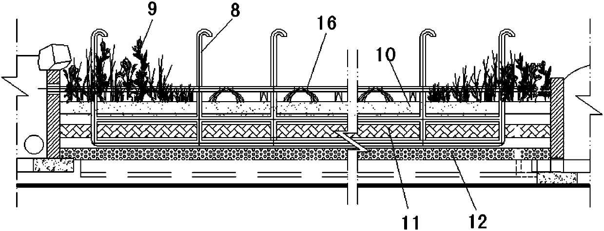 Perpendicular unsaturated flow and vertical deflection flow compounded constructed-wetland sewage treatment system