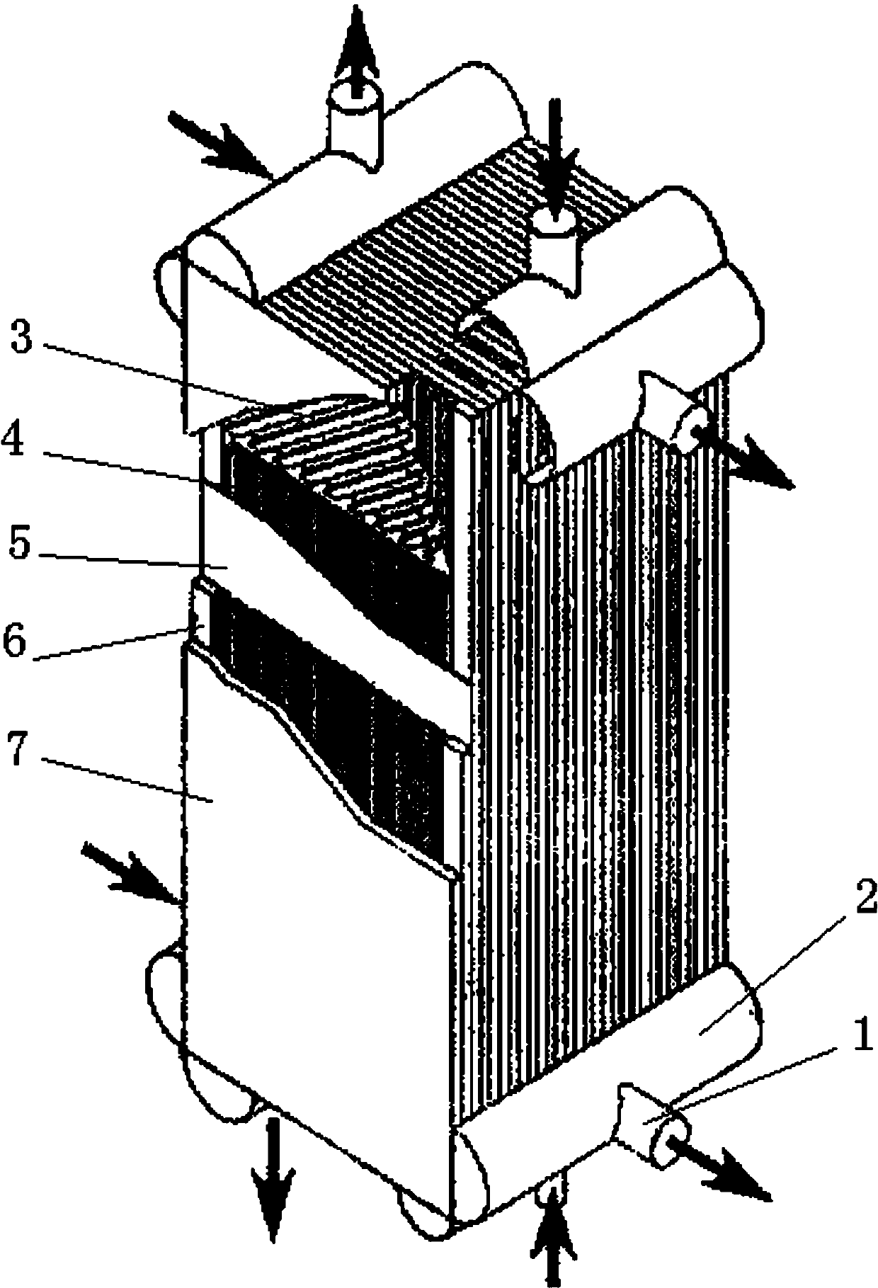 Sawtooth porous type plate-fin heat exchanger