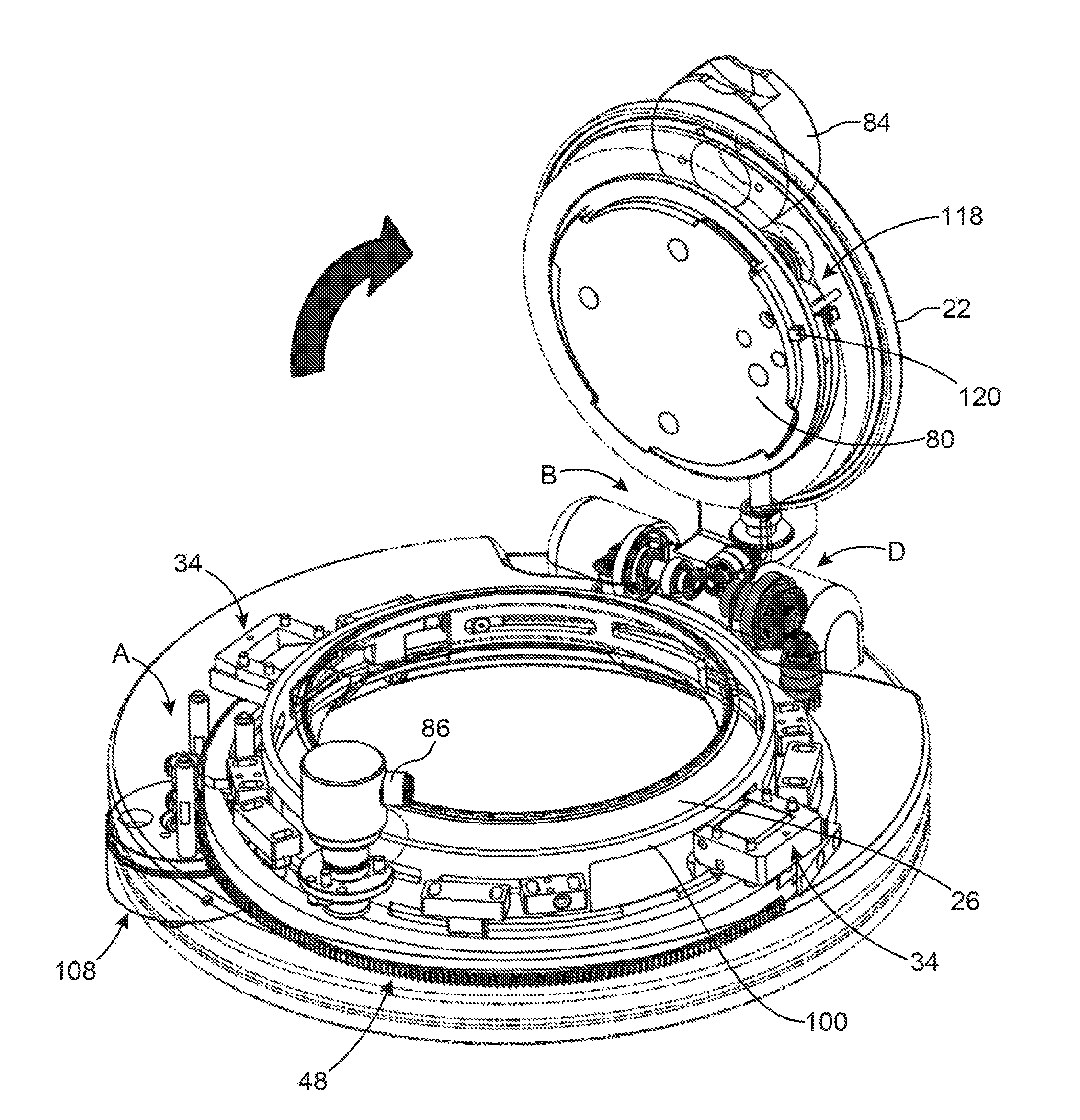 Device providing fluidtight connection in two enclosed volumes comprising means of holding prior to connection