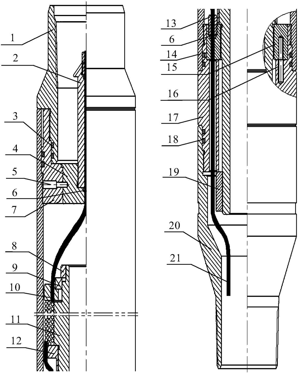 Cable presetting device for horizontal well