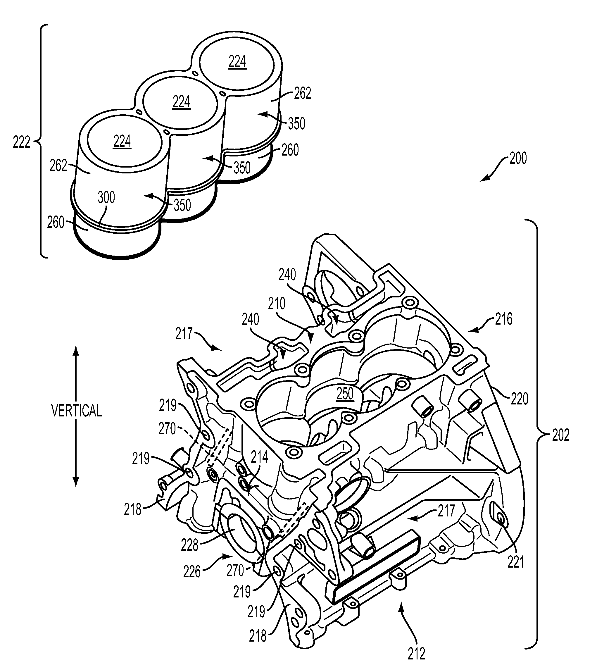 Engine having composite cylinder block