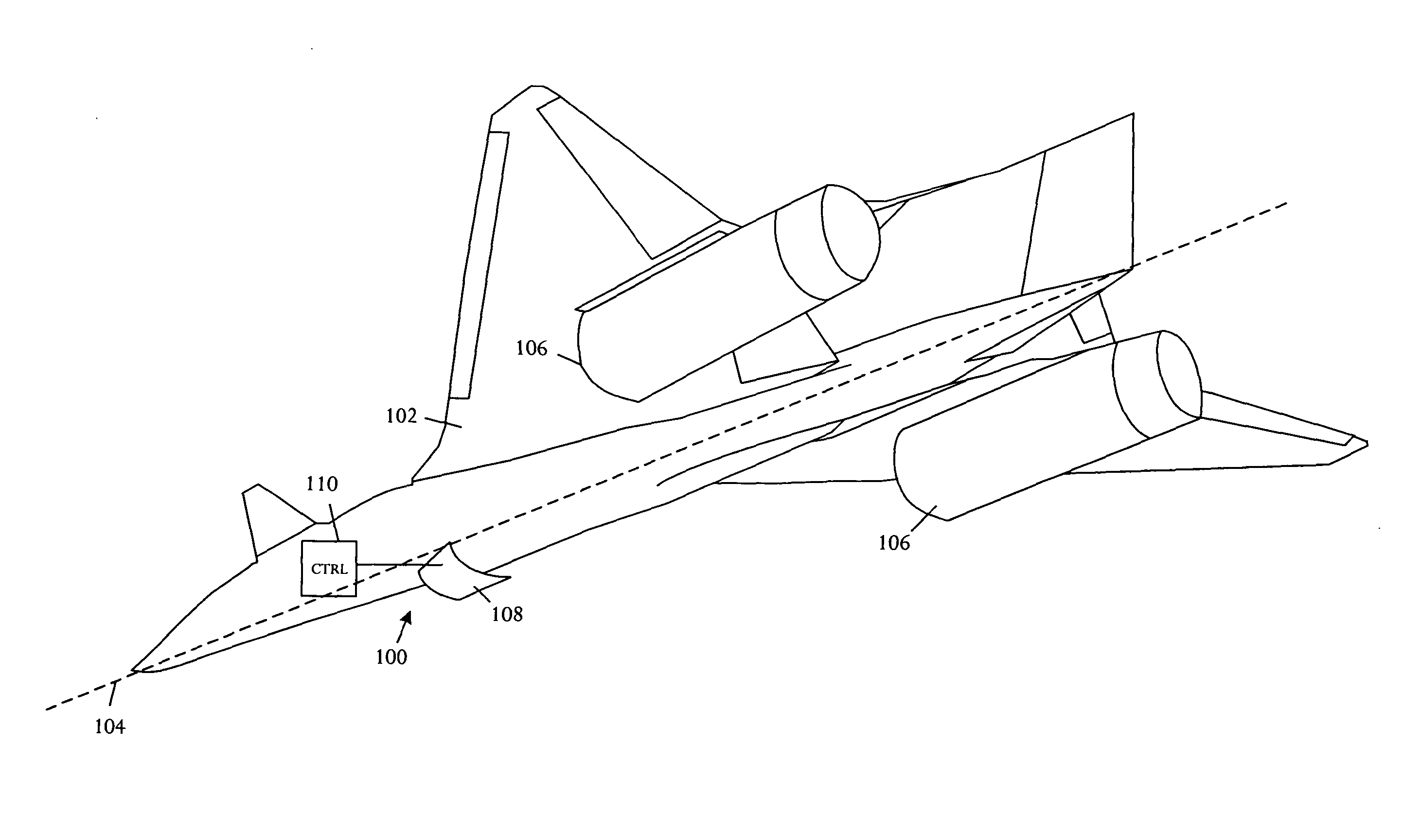 Aircraft thickness/camber control device for low sonic boom