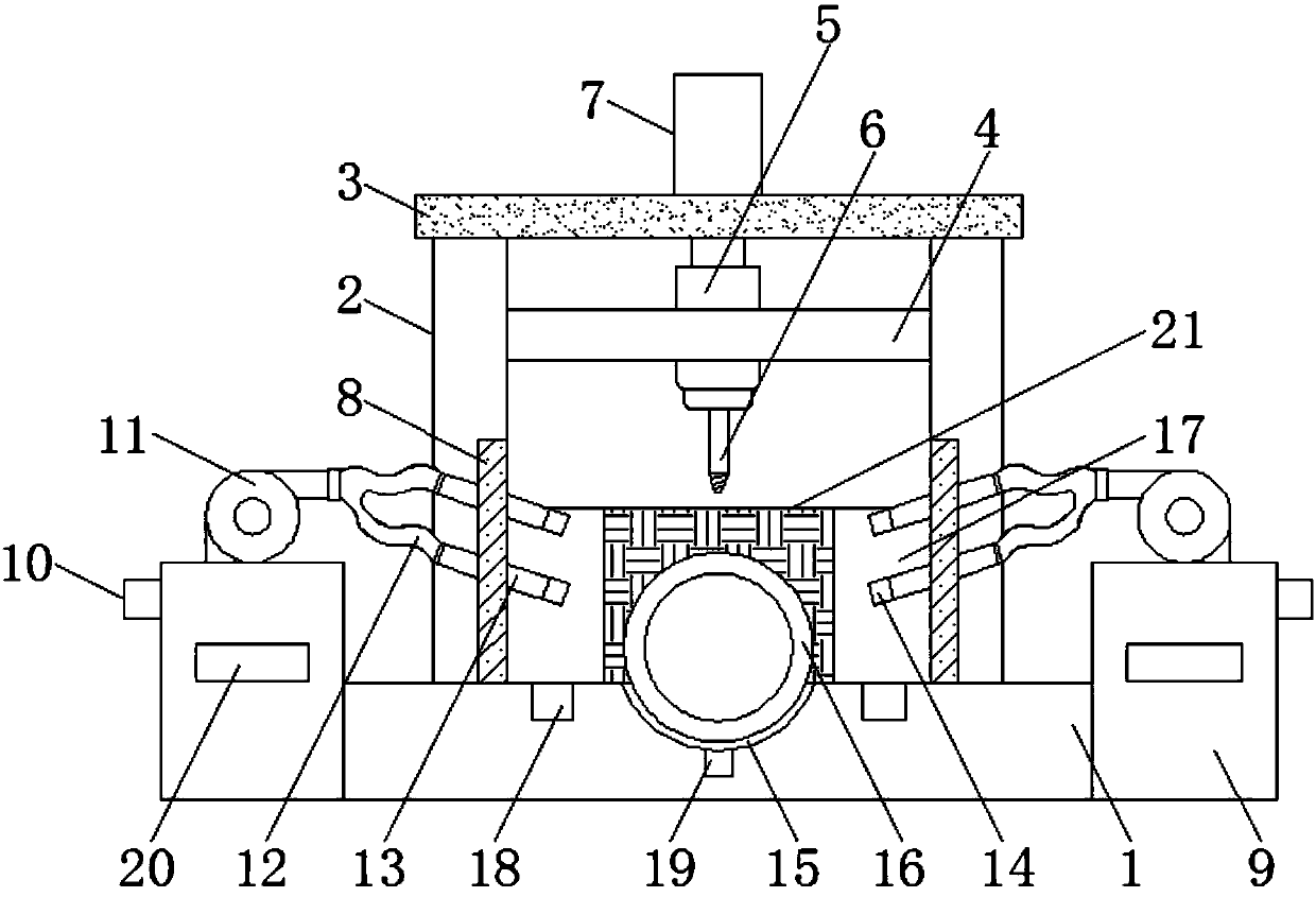 Cooling device for plastic pipe punching