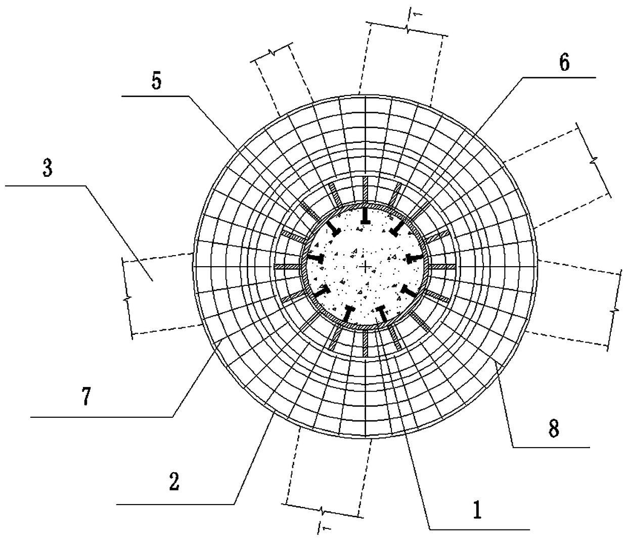 Steel pipe concrete column ring beam joint and steel bar binding construction method thereof