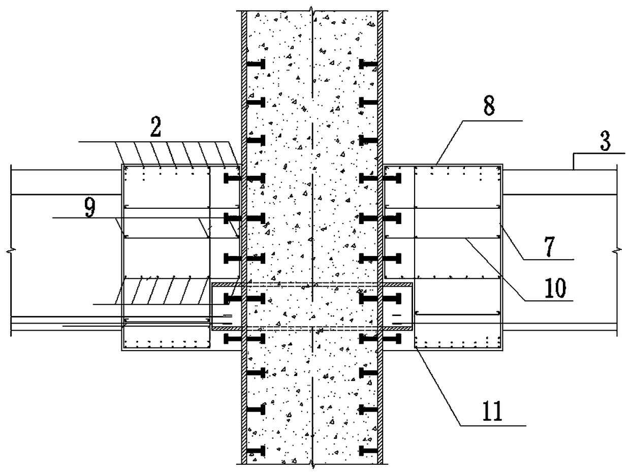 Steel pipe concrete column ring beam joint and steel bar binding construction method thereof