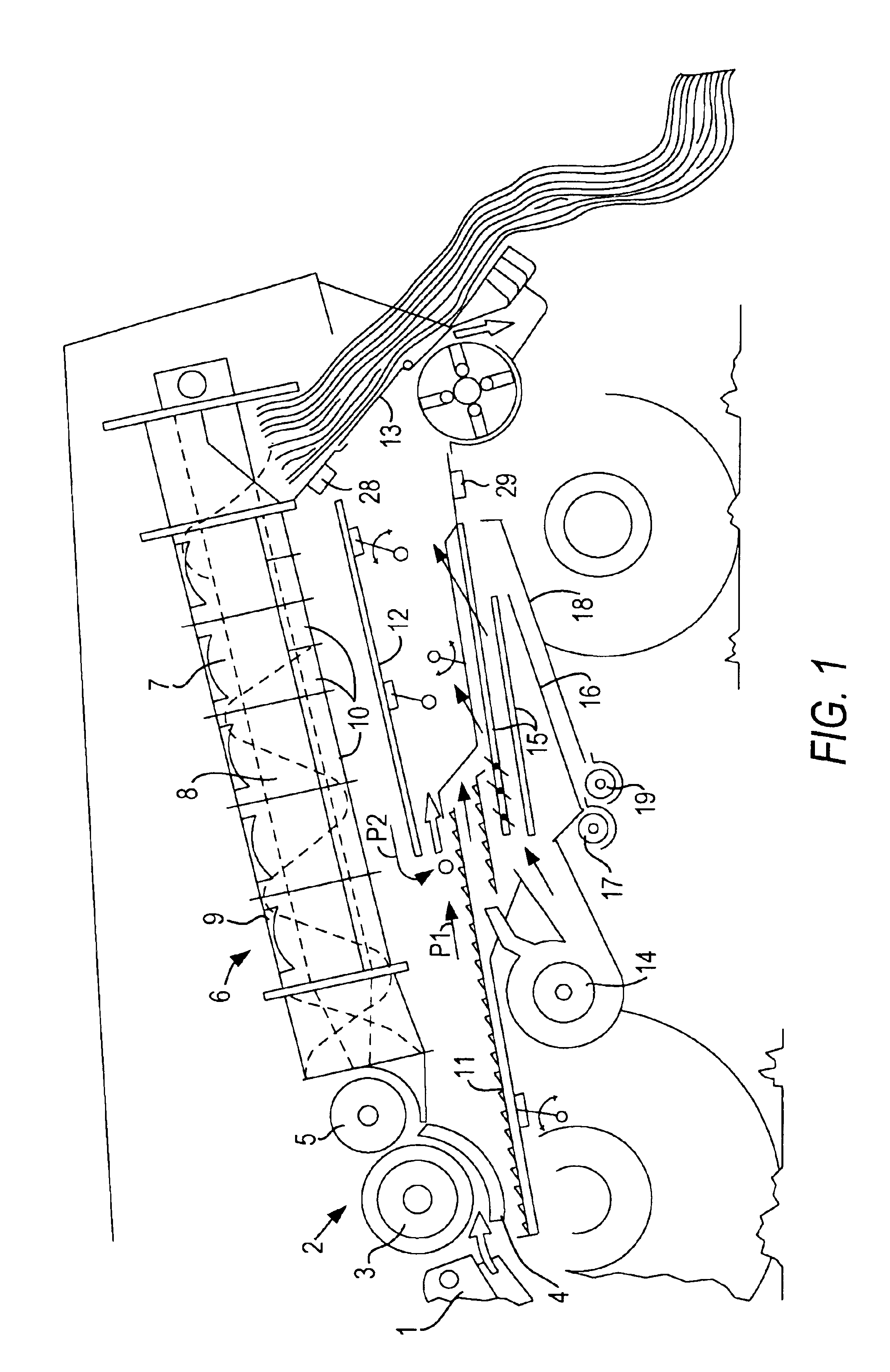 Method and device for separating a flow of crops