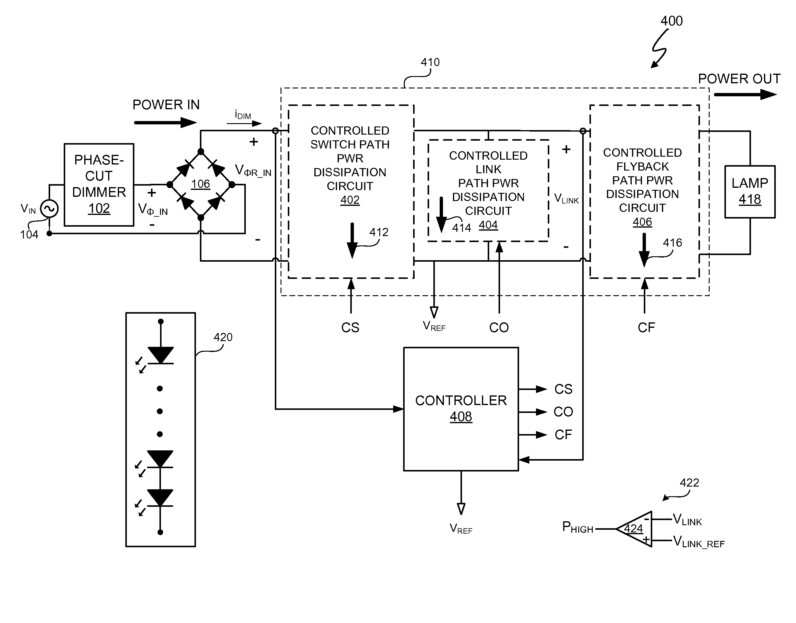 Controlled Power Dissipation In A Switch Path In A Lighting System