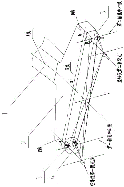 Scribing method for axial center holes of bottom landing leg beams of large-scale gantry crane