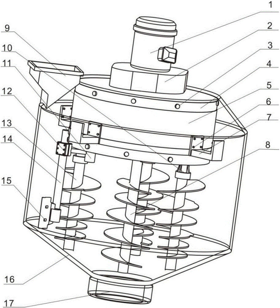 Variable-diameter variable-pitch spiral vertical planetary mixer