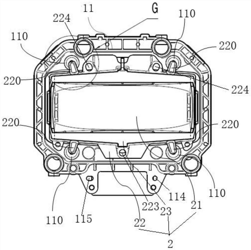 Optical system fixed through UV glue and lamp thereof