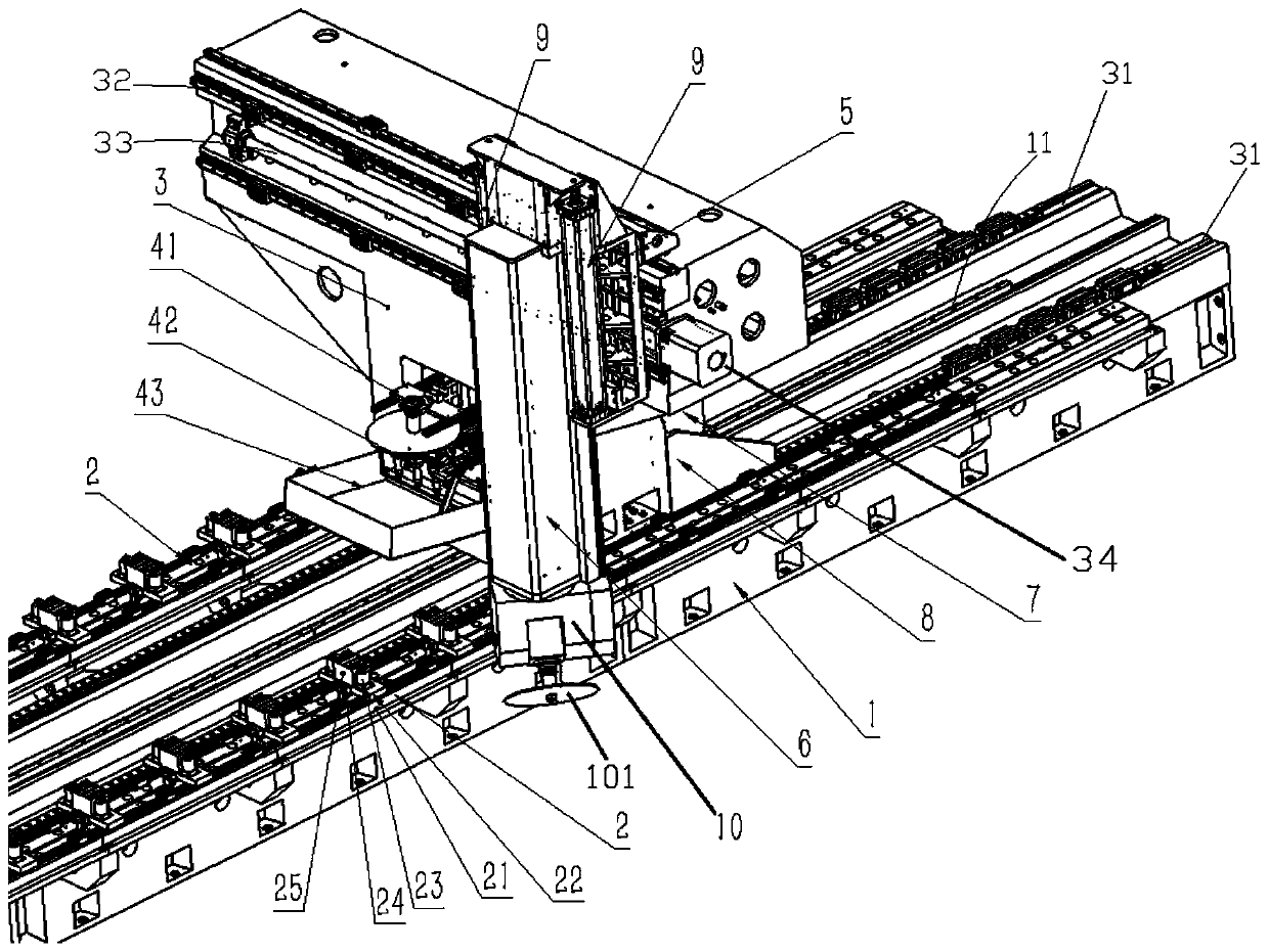 Five-axis machine tool with tool magazine arranged in stand column