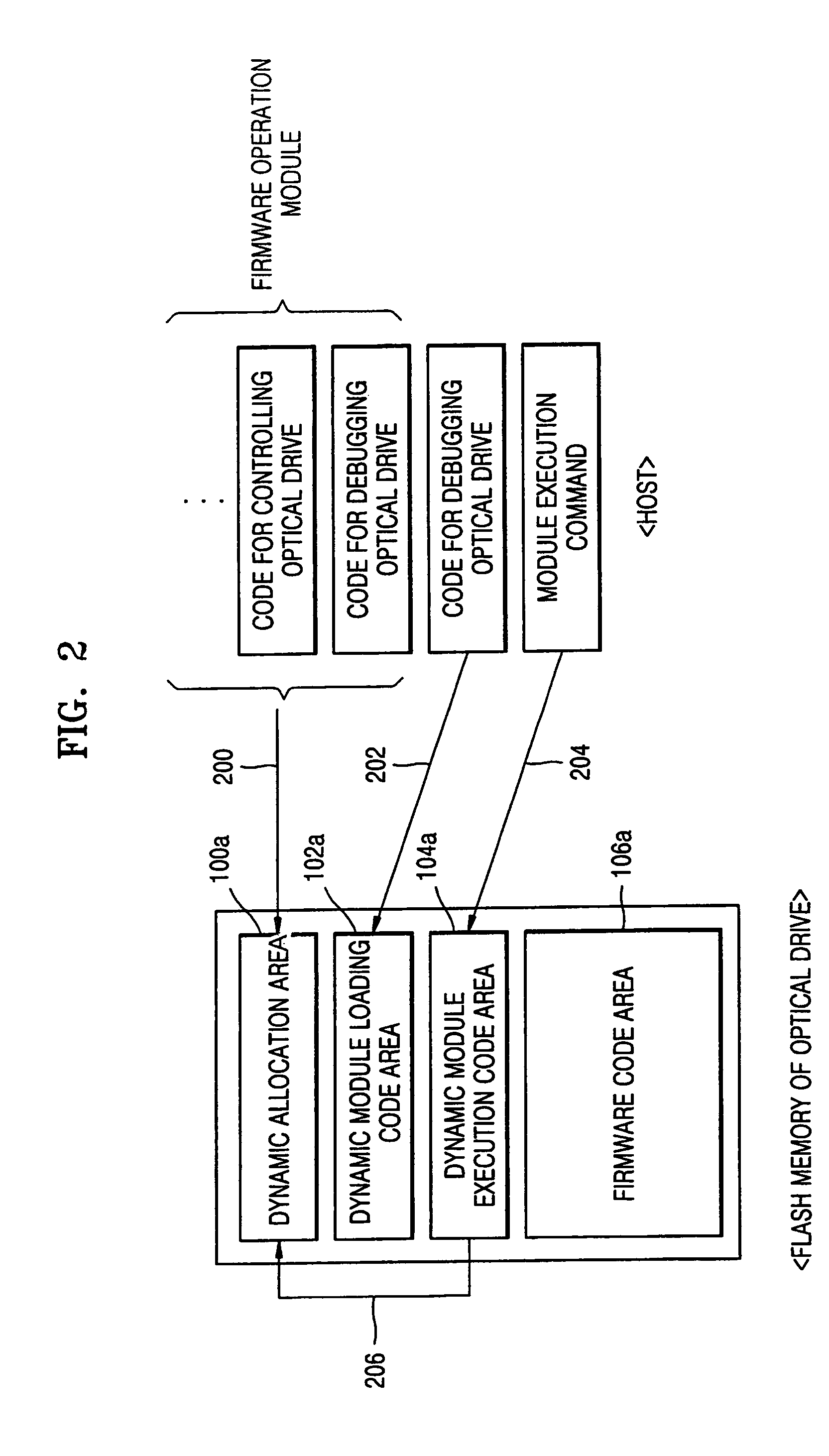 Flash memory and method of dynamically loading firmware operation module in optical drive