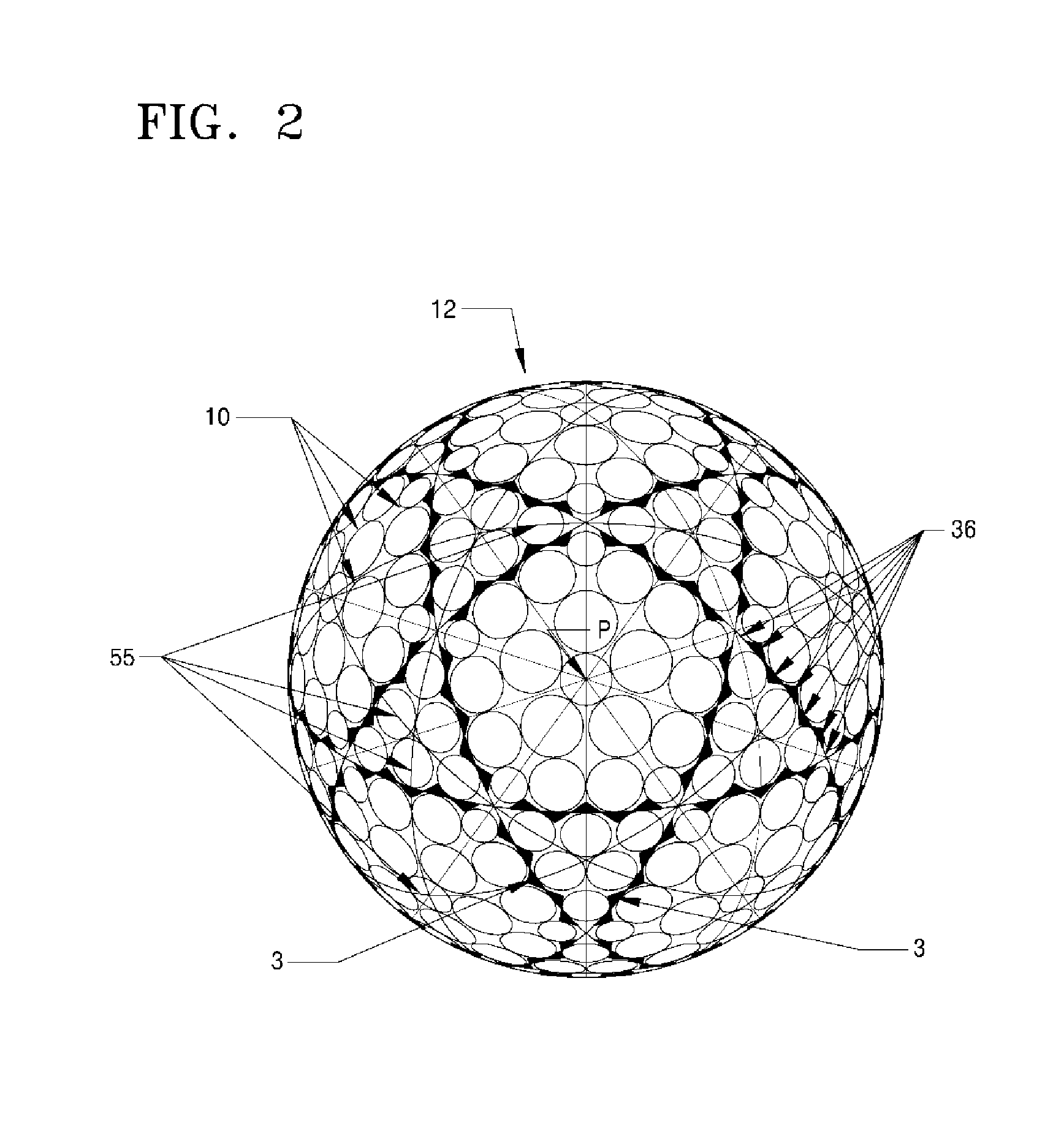 Golf ball having surface divided by triangular concave sectors