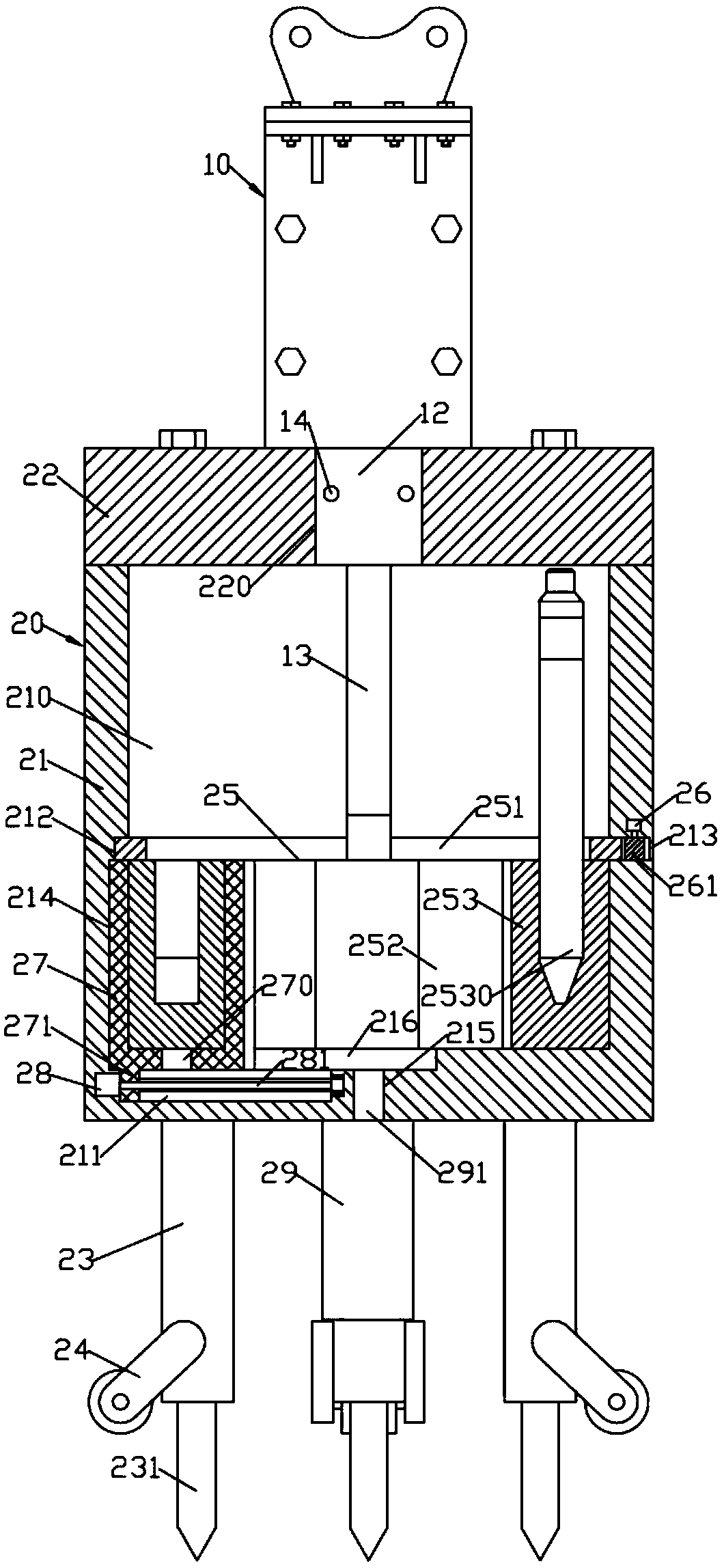 Auxiliary drill rod replacement device for breaking hammer