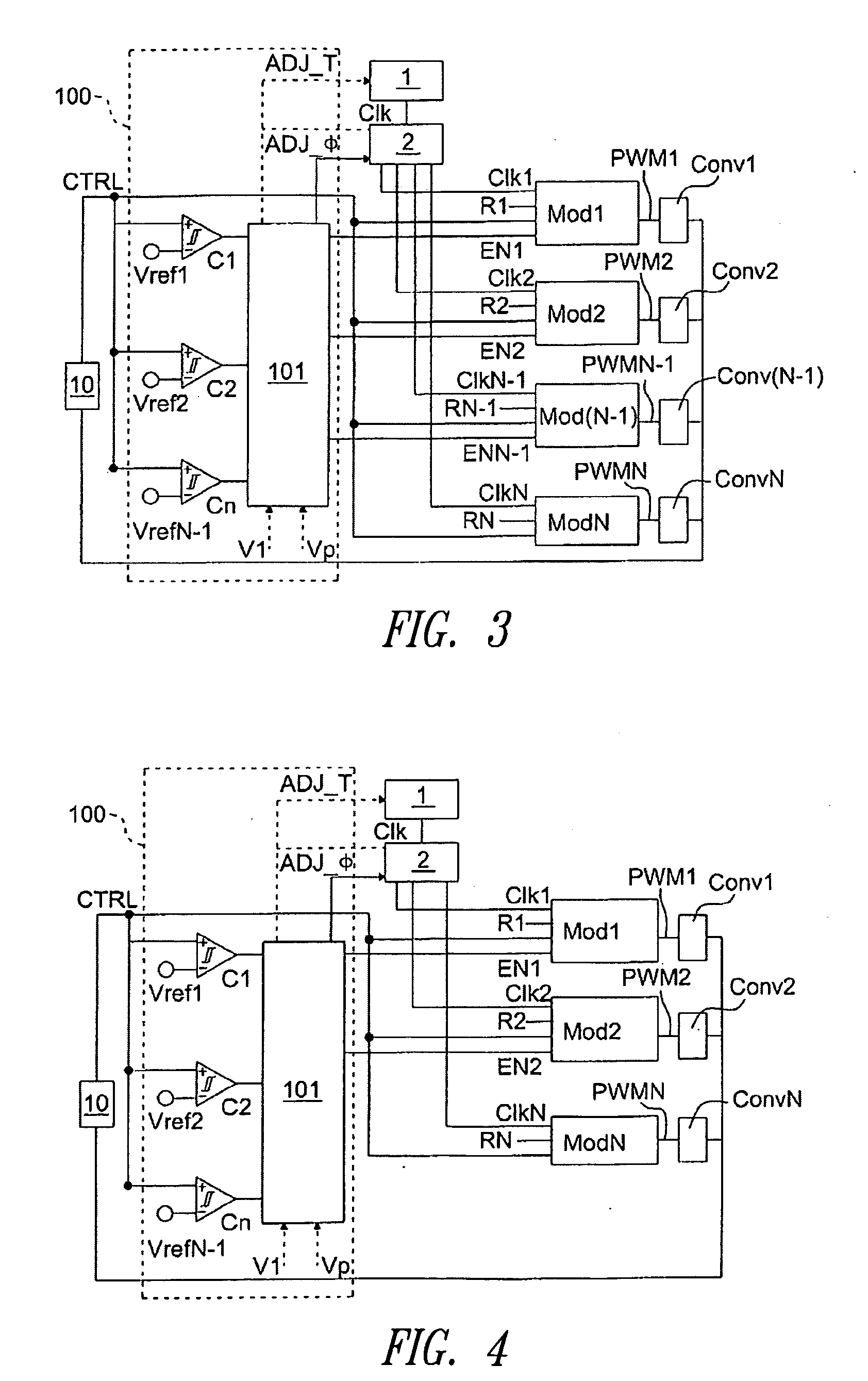 Control device of a plurality of switching converters