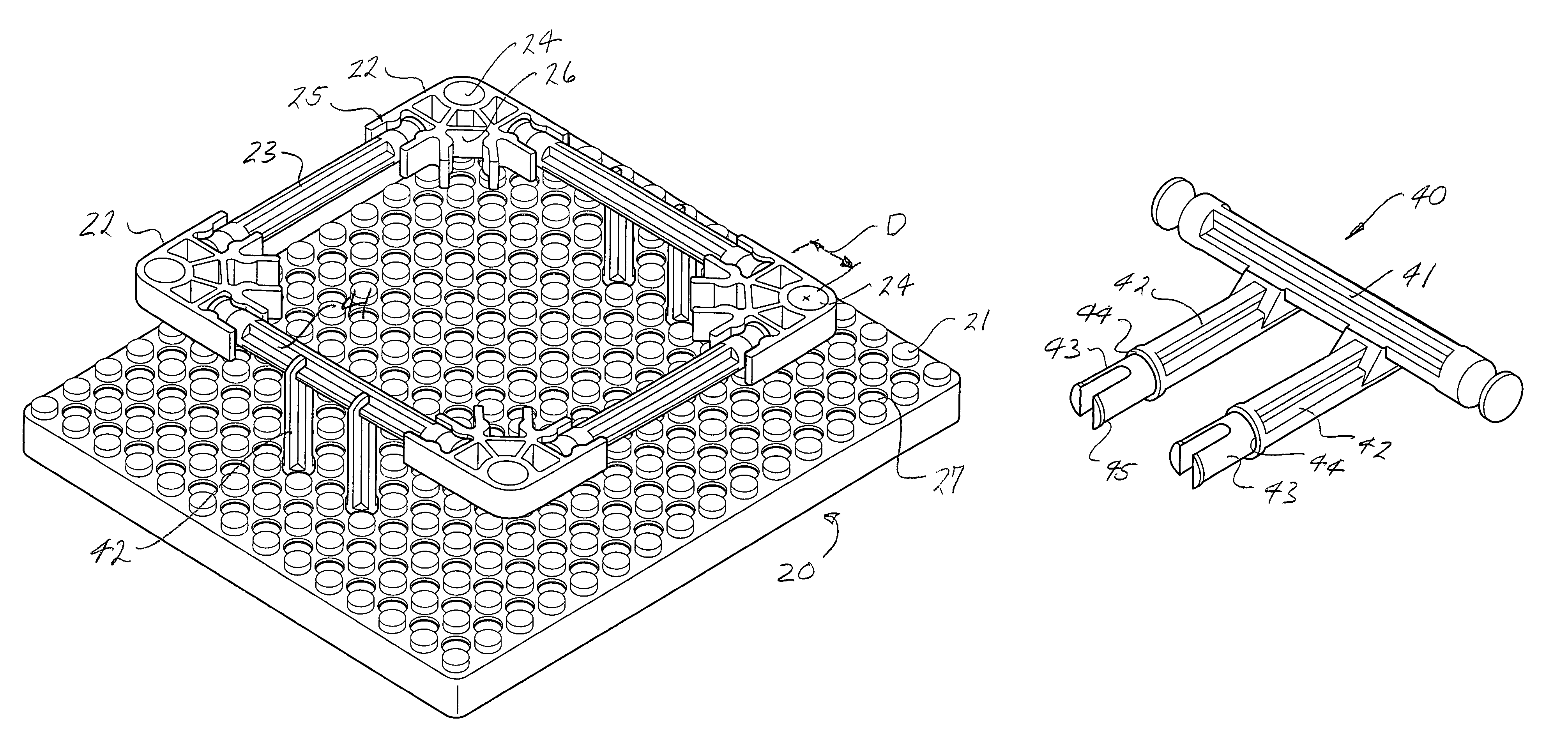 Offset matrix adapter for toy construction sets