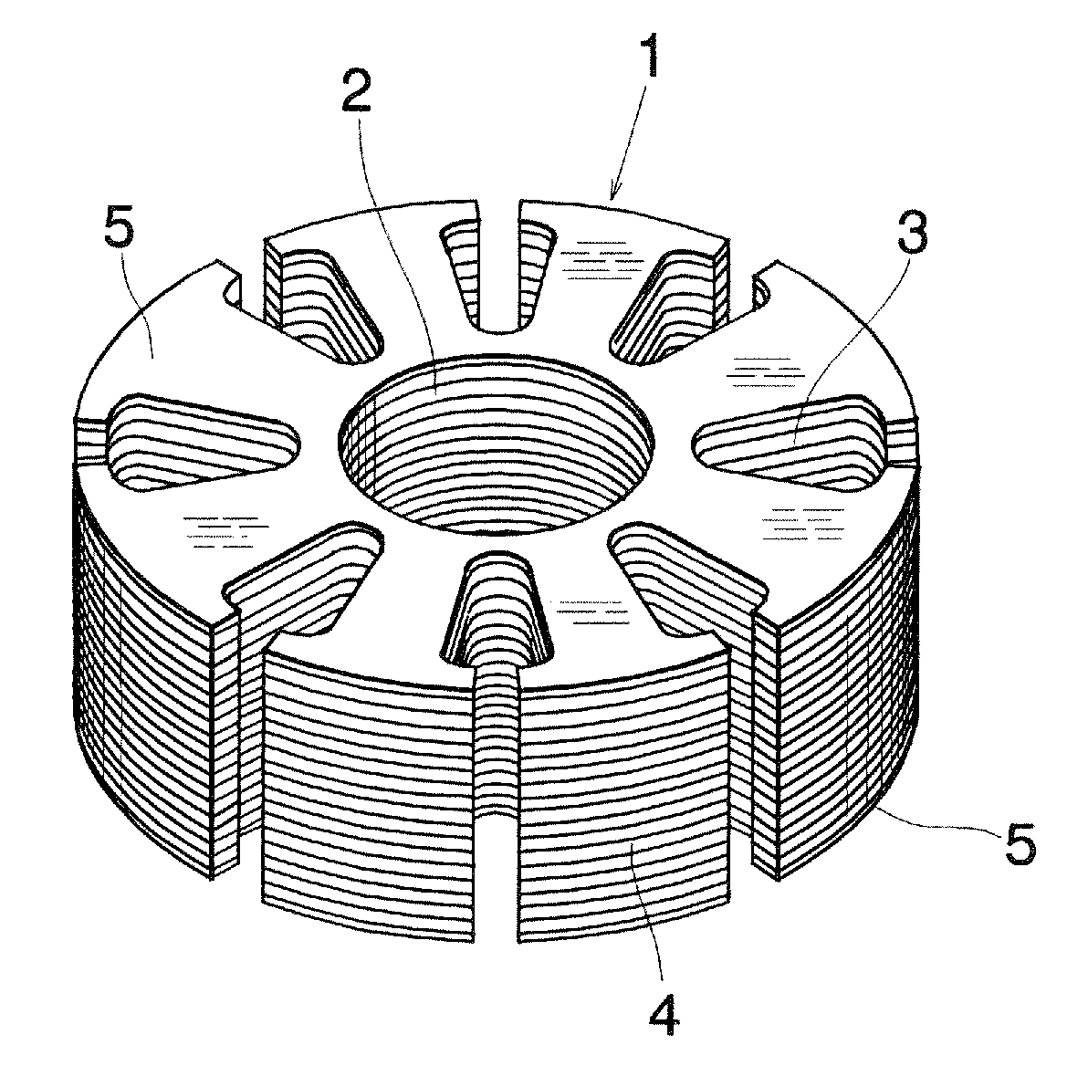 Laminated iron core,  method and die machine for manufacturing the same