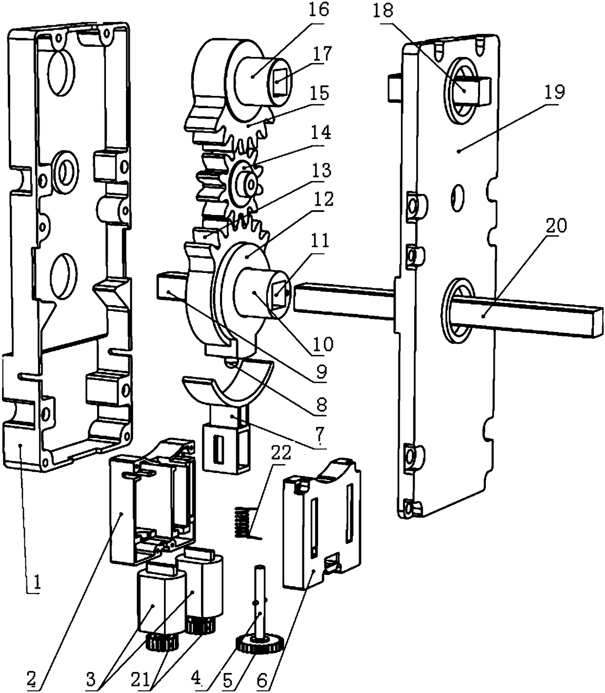 Rear double-drive different-shaft clutch