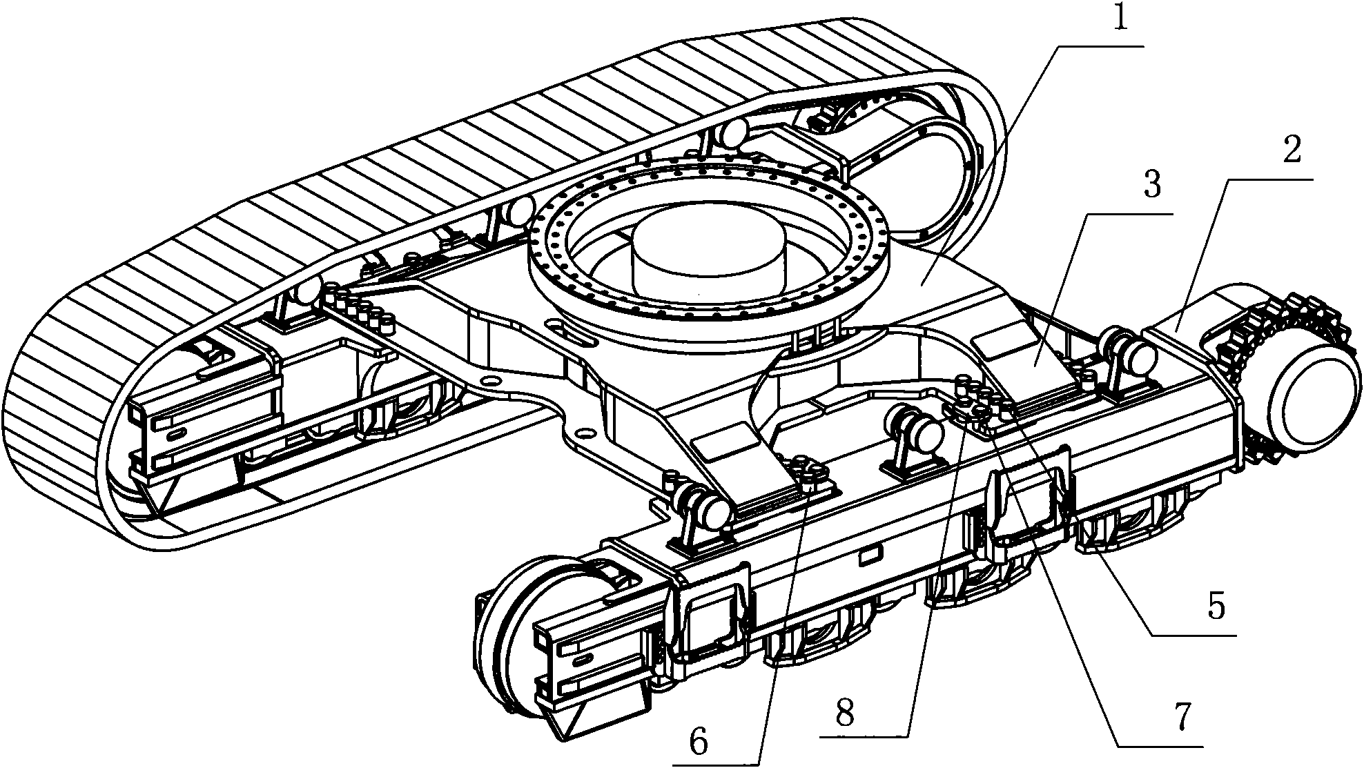 Telescopic chassis structure used for excavator