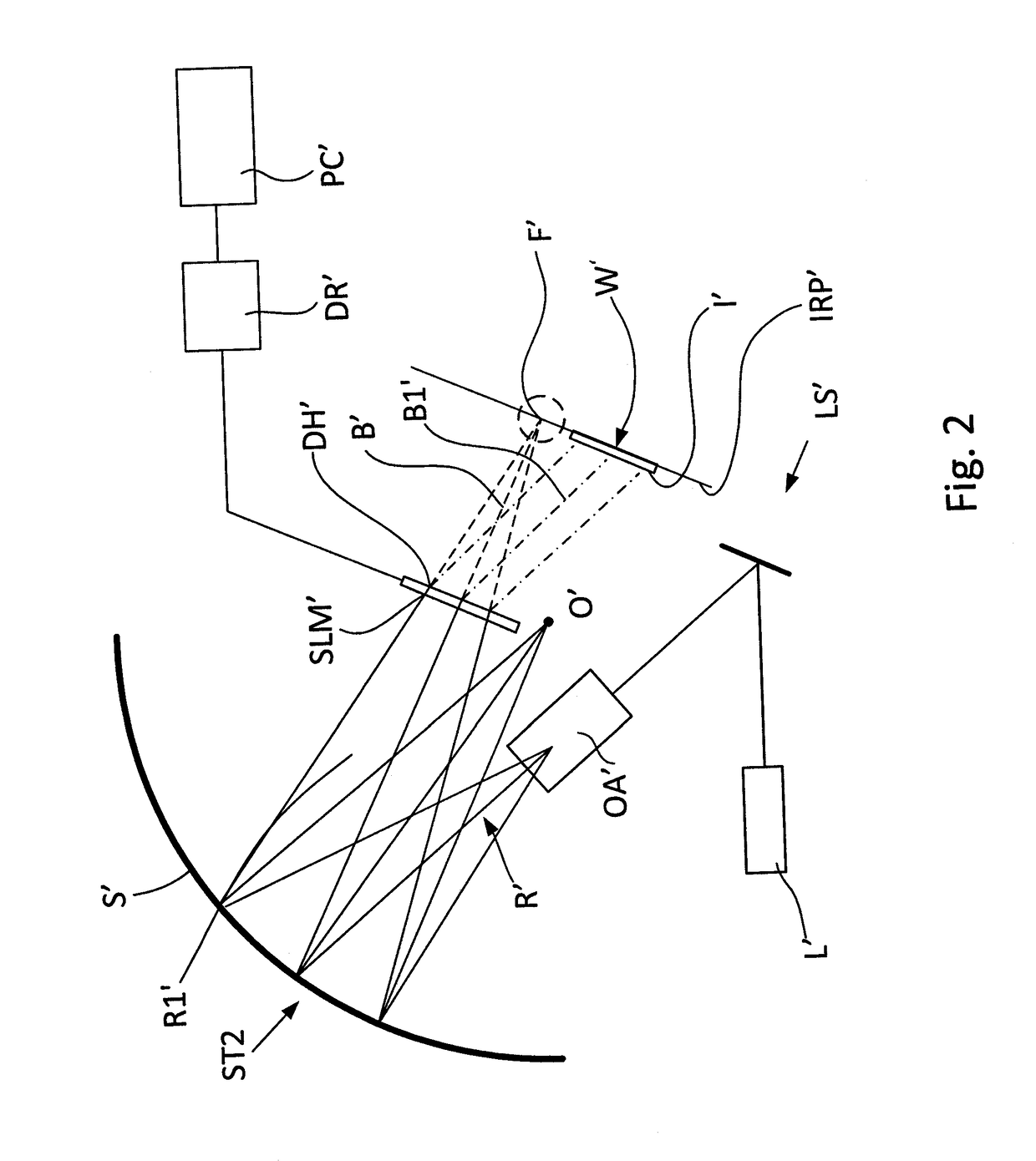 System and method for generating a lithographic image with the use of a digital hologram and a reflective concave in curvilinear surface