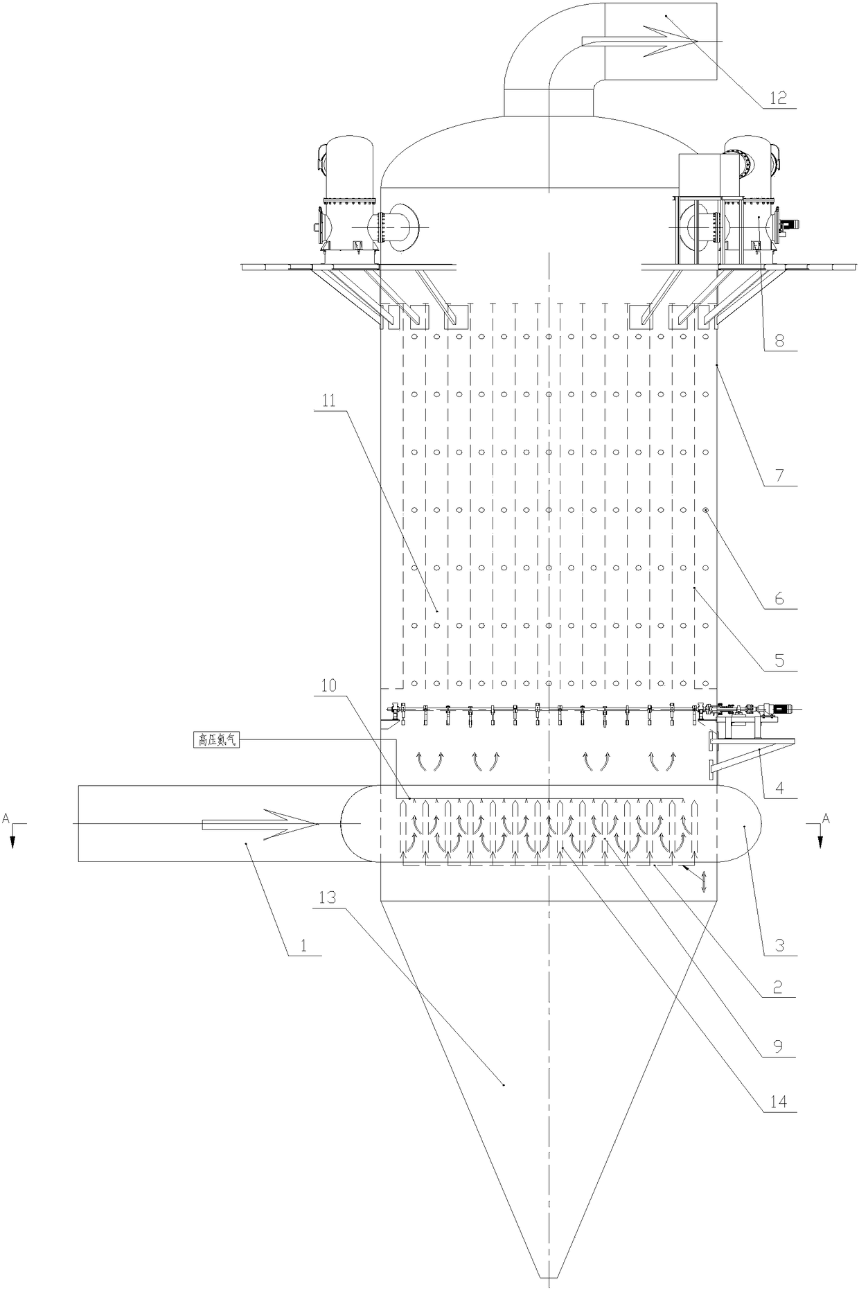 A dry-process vertical electrostatic precipitator for gas