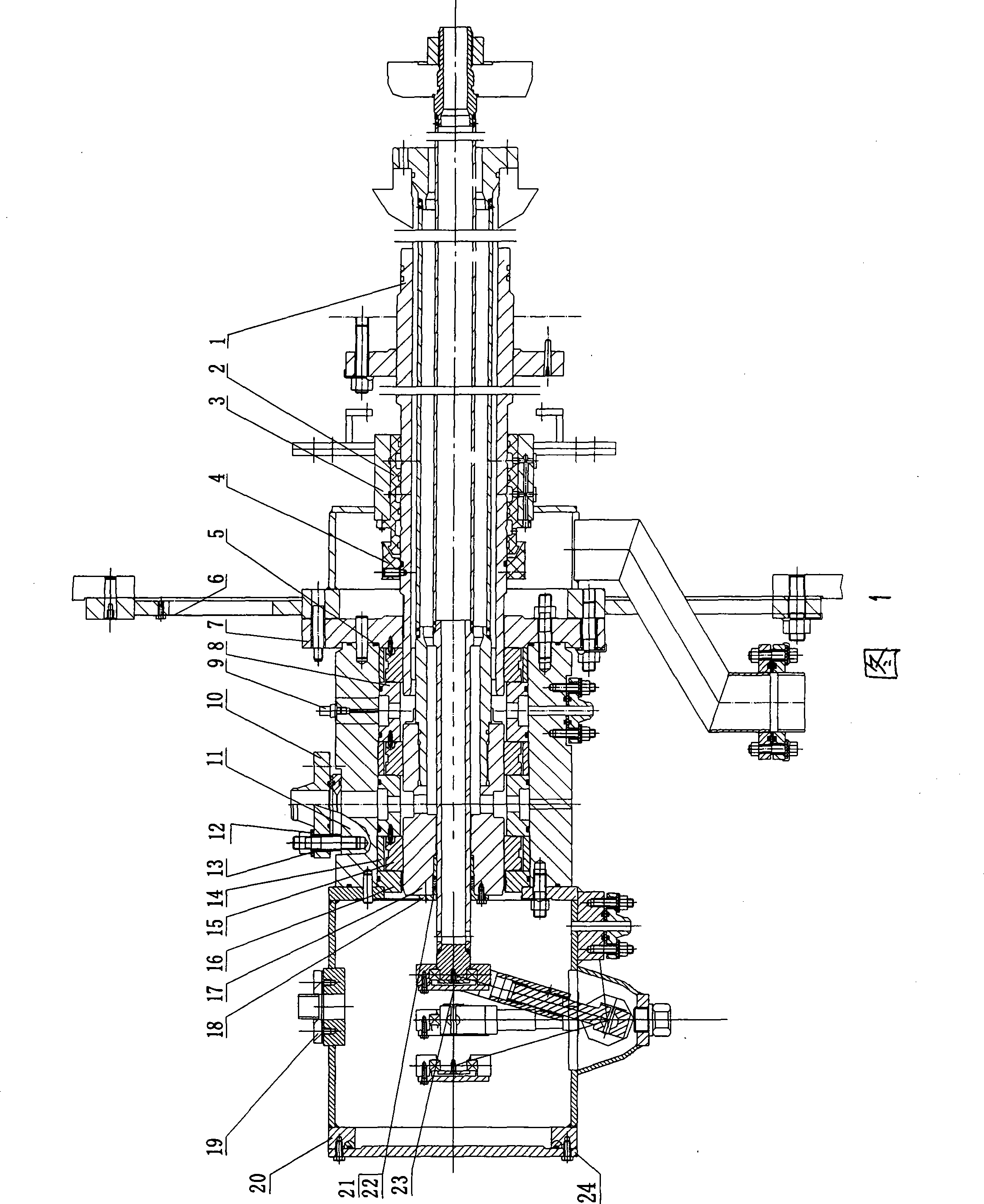 Oil head for blade propeller turbine