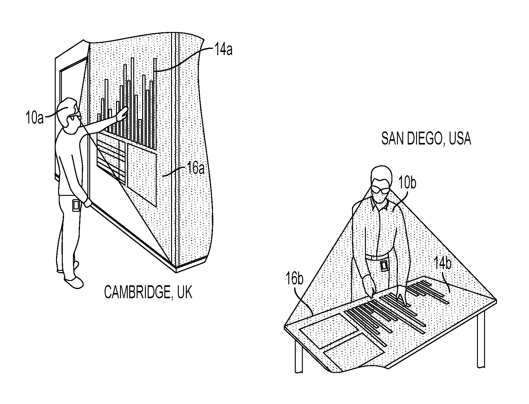System for the rendering of shared digital interfaces relative to each user's point of view