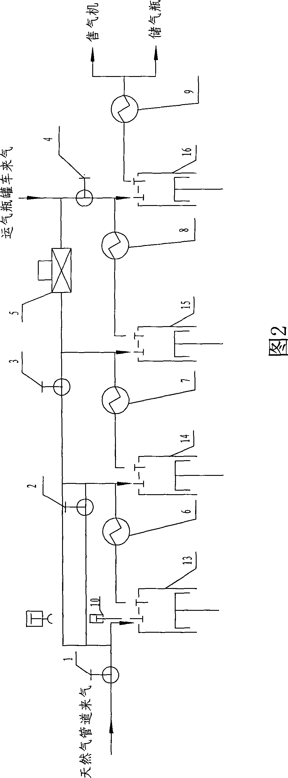 Natural gas compressor and system for CNG gas-adding station with arbitrary variable intake pressure