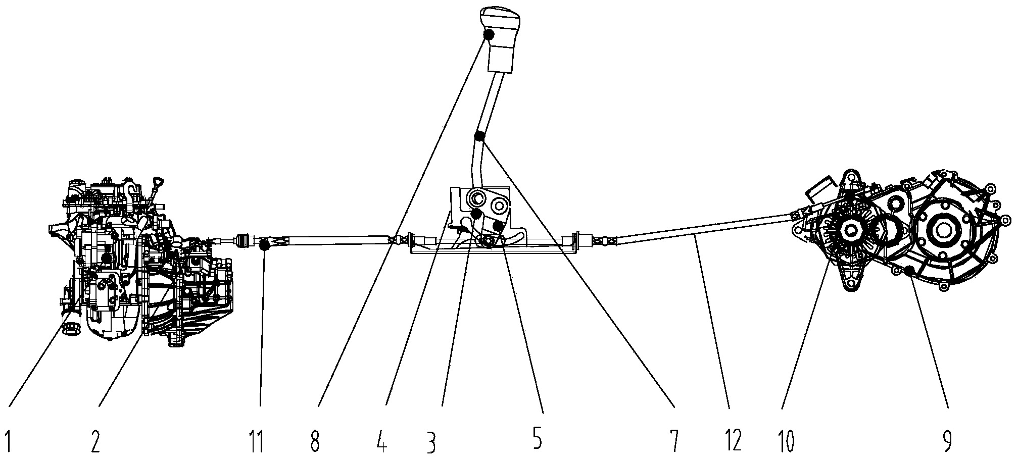 Gear selection and shift steering device of front oil and rear electricity dual drive vehicle