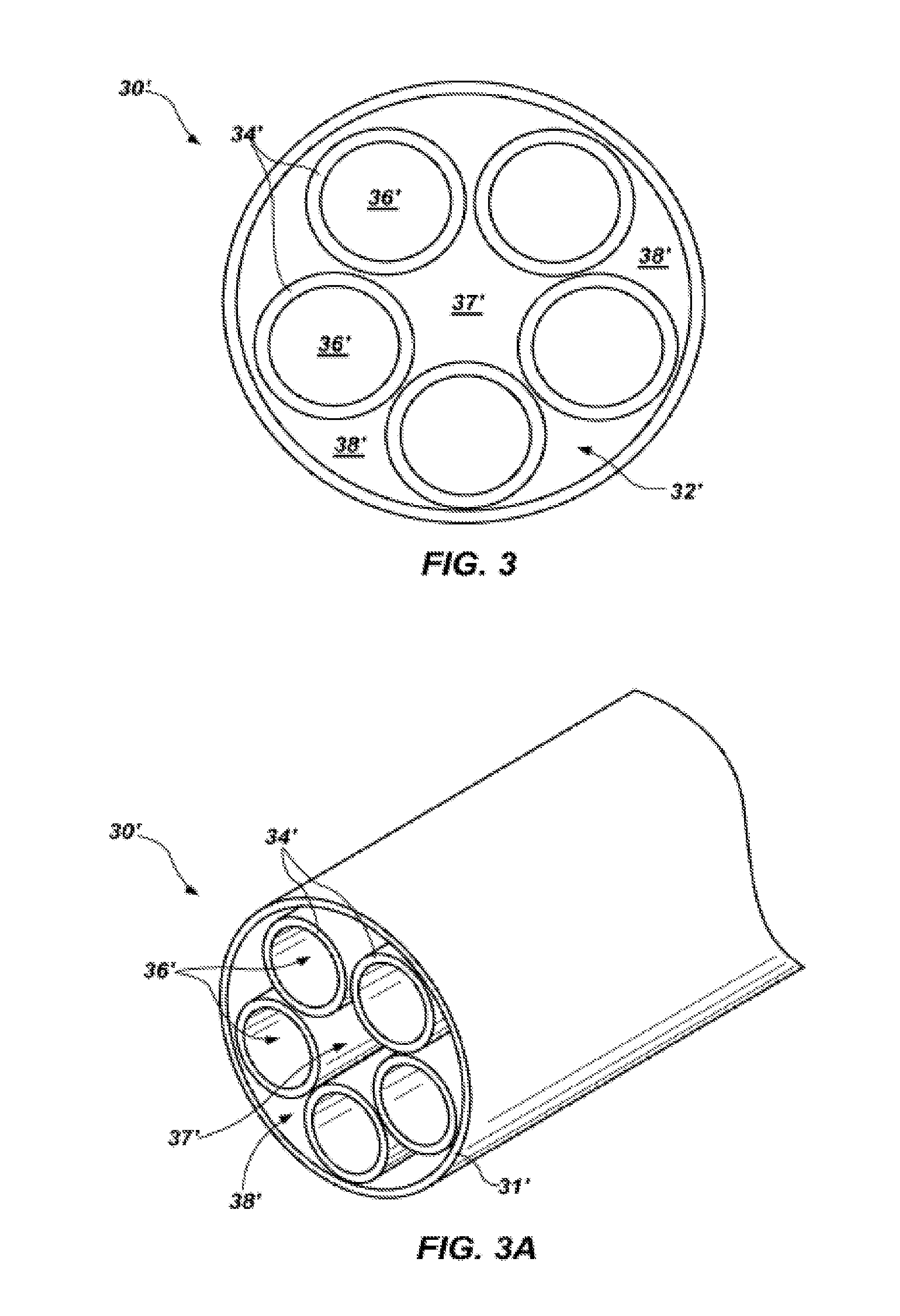 Multi-channel pyrolysis tubes, material deposition equipment including the same and associated methods