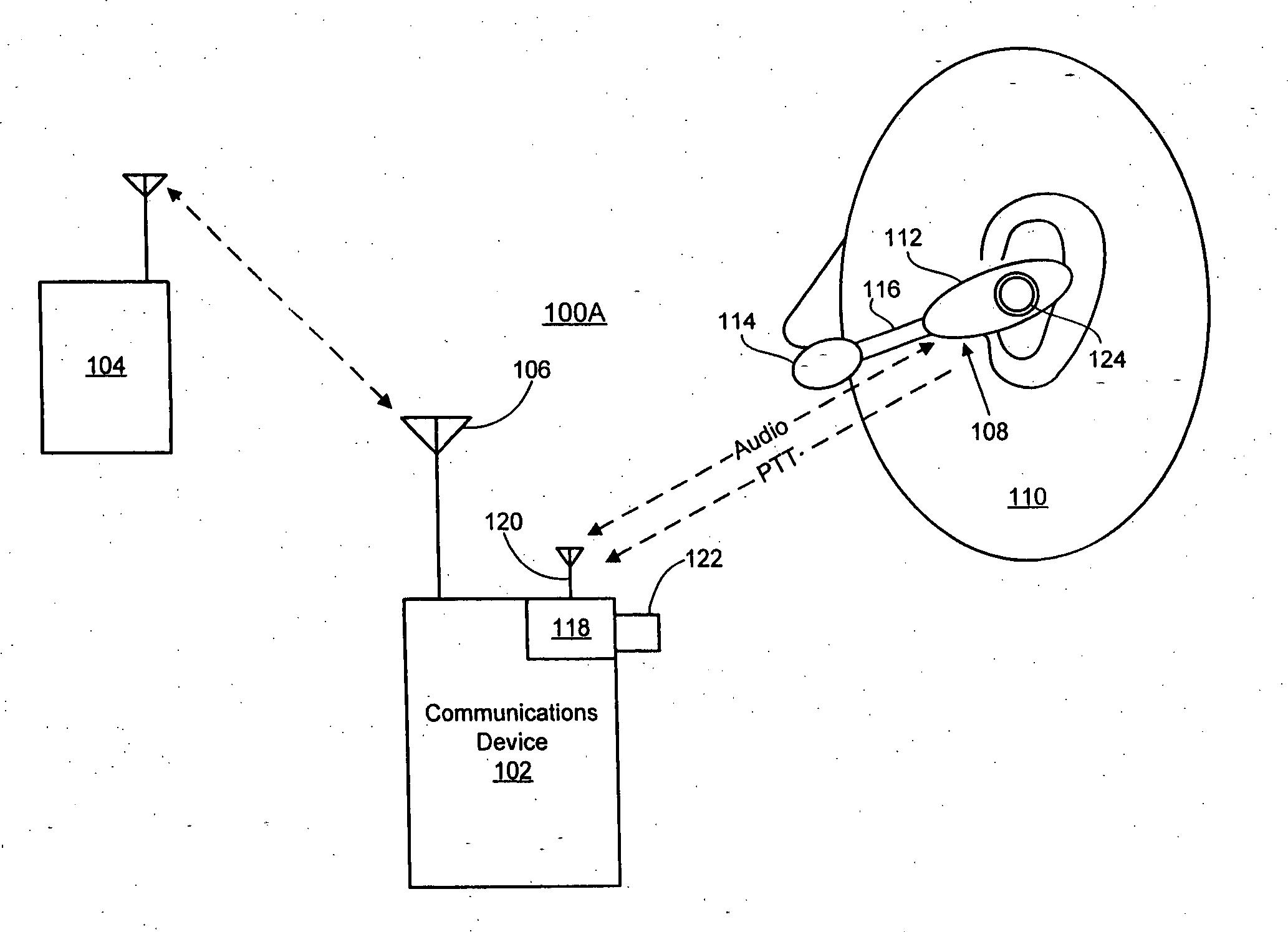 Wireless headset for communications device