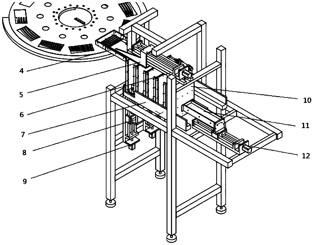 An automatic loading and unloading device for a glass grinder